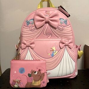 Disney Loungefly Cinderella Backpack and Gus Gus Coin Purse